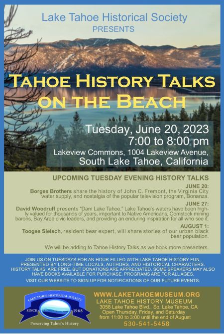 Lake Tahoe Historical Society, Tahoe History Talks on the Beach