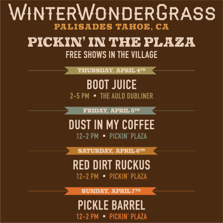 WinterWonderGrass Festival, Pickin' in the Plaza Free Shows