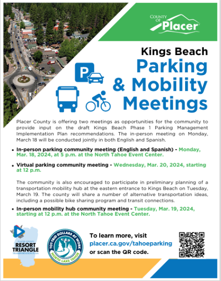 North Tahoe Community Alliance, Kings Beach Parking Mobility Meetings
