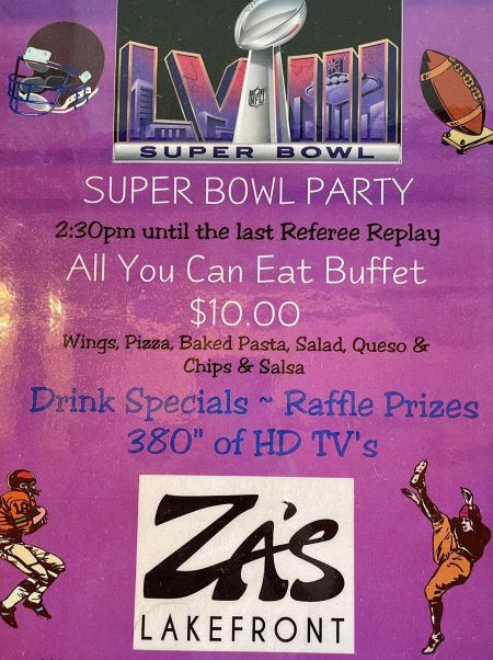 Za's Lakefront, Super Bowl Party