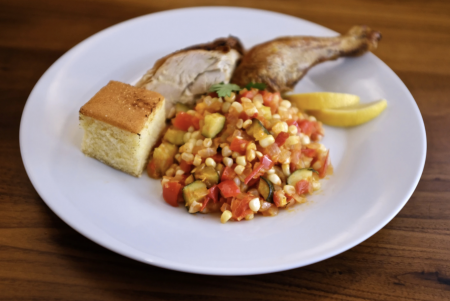 Trip Nosh, Spatchcock Chicken & Succotash for Two