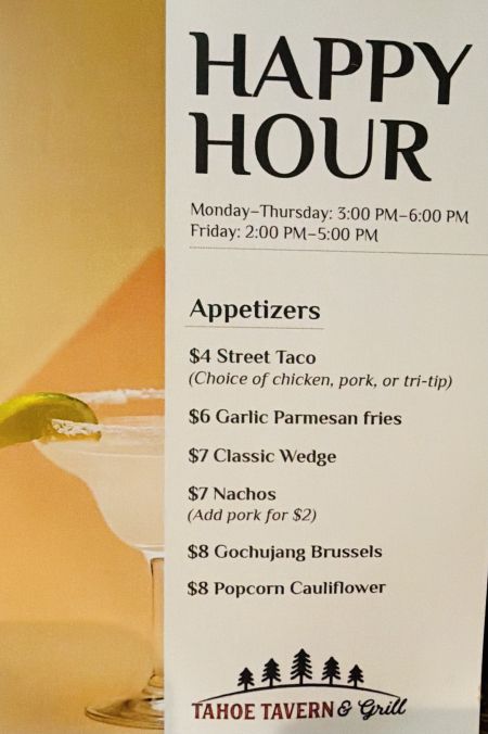 Tahoe Tavern & Grill, Happy Hour
