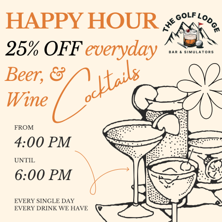 Golf Lodge Bar & Simulators, Happy Hour