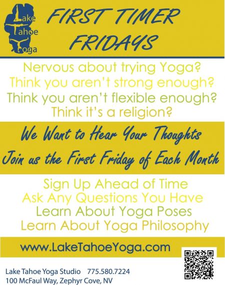 Lake Tahoe Yoga, First Timer Fridays | First Friday of Each Month