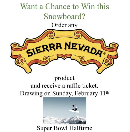 Tahoe Tavern & Grill, Sierra Nevada Snowboard Giveaway Promo