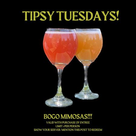 The Getaway Cafe, Tipsy Tuedays: BOGO Mimosas