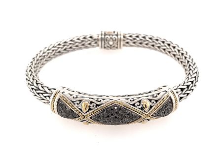 Bluestone Jewelry, Silver & 18 Karat Yellow Gold Black Diamond Bracelet