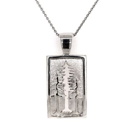 Bluestone Jewelry, Large Silver Three Tree Pendant- 18" Chain