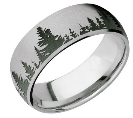 Bluestone Jewelry, Titanium Wedding Band with Tree Design