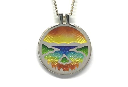 Bluestone Jewelry, Fine Silver Enamel Sunrise/Sunset Emerald Bay Pendant