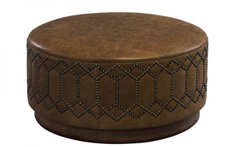 Sierra Verde Group, Round Leather Ottoman