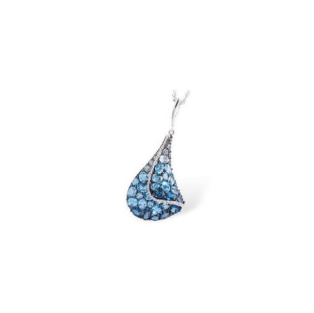 Bluestone Jewelry, 14KWG Pendant w/ London, Sky & Swiss Blue Topaz & Diamonds