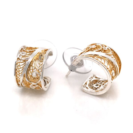 Bluestone Jewelry, Silver and 22 Karat Yellow Gold Vermeil Earrings