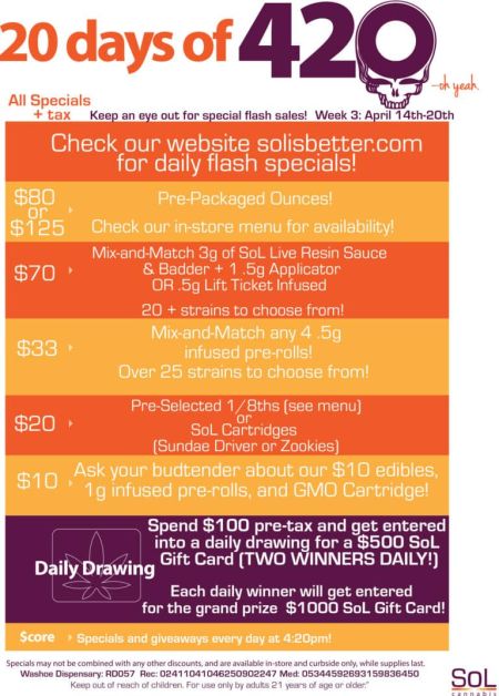 SoL Cannabis, 20 Days of 420