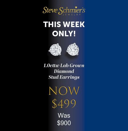 Steve Schmier's Jewelry, Closing Sale: Lab Grown Diamond Stud Earrings Just $499 (Was $900)
