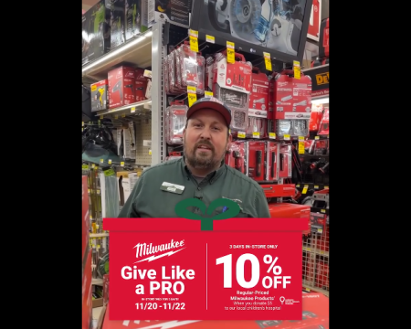 Mountain Hardware & Sports, Give Like a Pro - 10% off Milwaukee Products with a donation of $5 or more