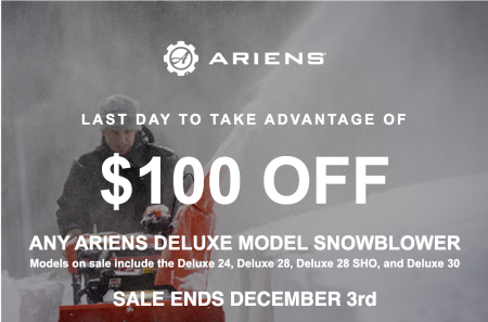 Mountain Hardware & Sports, $100 Off Ariens Snowblower