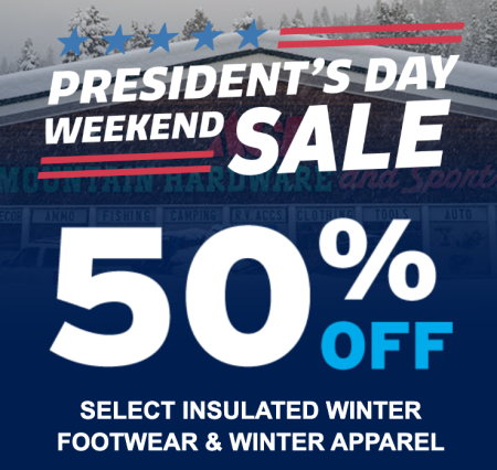 Mountain Hardware & Sports, President's Day Sale - 50% Winter Apparel & Footwear