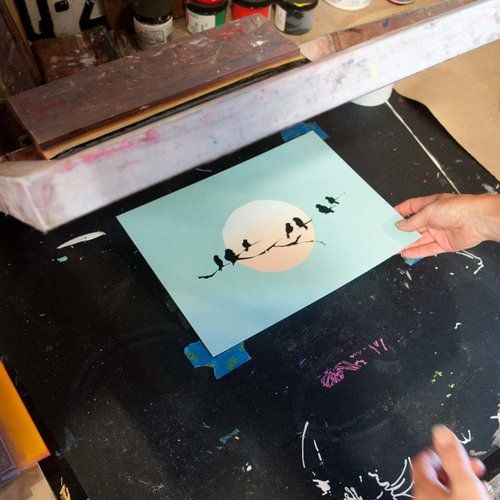 Multi color screen printing with cut stencils atelier lake tahoe events