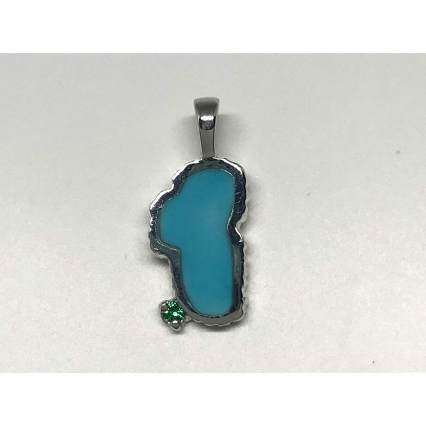 Turquoise Lake Tahoe Pendant with Emerald | Bluestone Jewelry & Wine